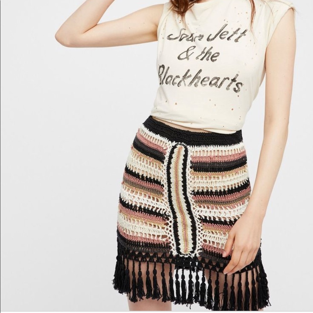 Cleobella crochet fringe skirt